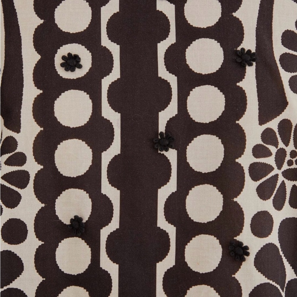 NWT Farm Rio Palermo Anthropology Black & White Floral Puff-Sleeve Women's Top - Picture 4 of 13